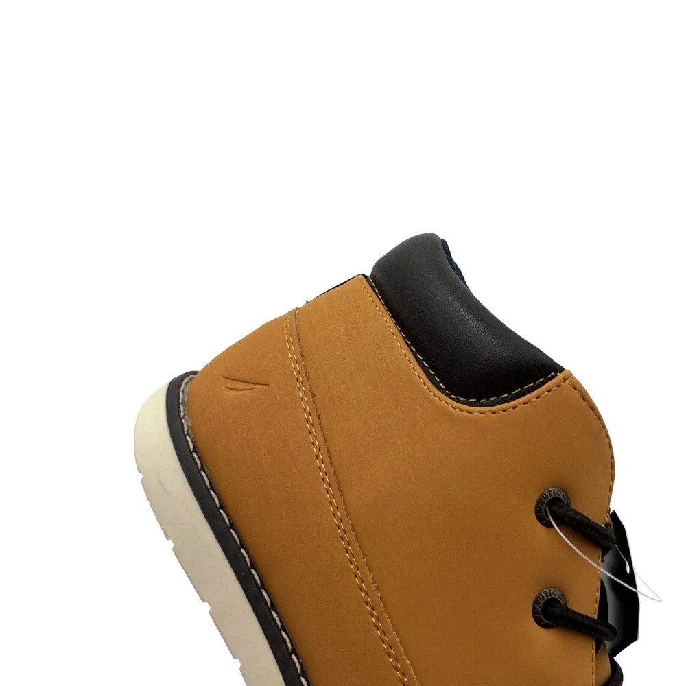 Nautica Youth Boys Chukka Casual Ankle‎ Boots Size 4 Brown Tan Vegan Leather